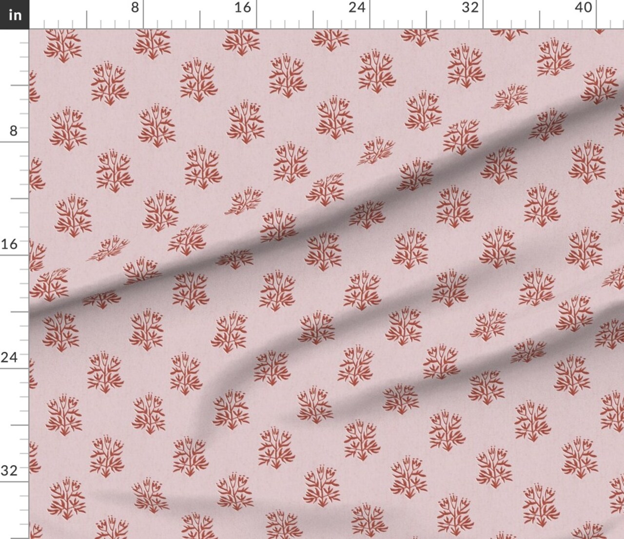 Various Fabrics by the Yard or Fat Quarter Block Print Floral Red Pink Simple Minimal Boho Flowers Folk Art Hand Drawn Custom Printed Fabric by Spoonflower